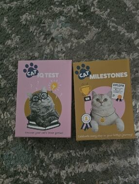 Milestones & IQ Test Cat Card Games - Pink & Gold